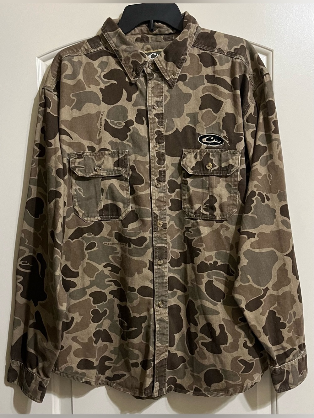 Drake Waterfowl Systems Men’s Camo Button Down Shirt Size 2XL